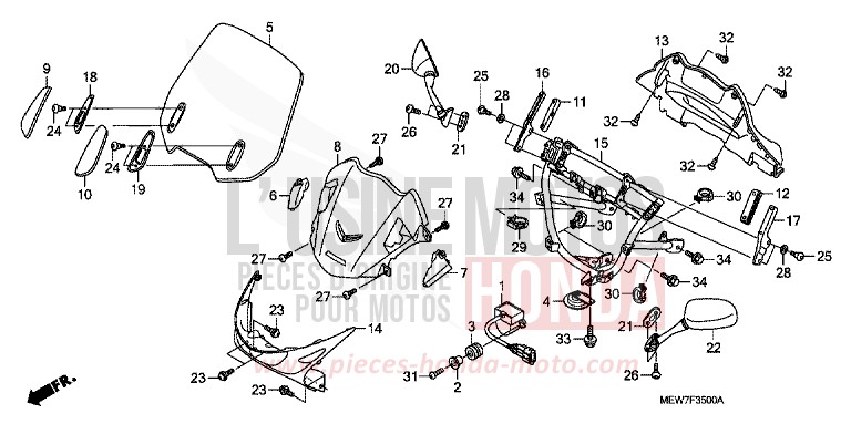 UPPER COWL (NT700V6,7/NT700VA6,7) for Deauville ABS ANCHOR GRAY METALLIC-U (NH229) from 2006